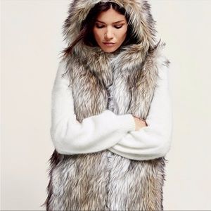 Free People x 6 Shore Road FAUX FUR HOODED VEST